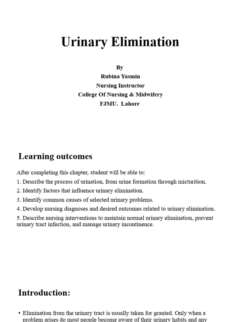 Urinary Elimination in Nursing Fundamentals | PDF | Urinary ...