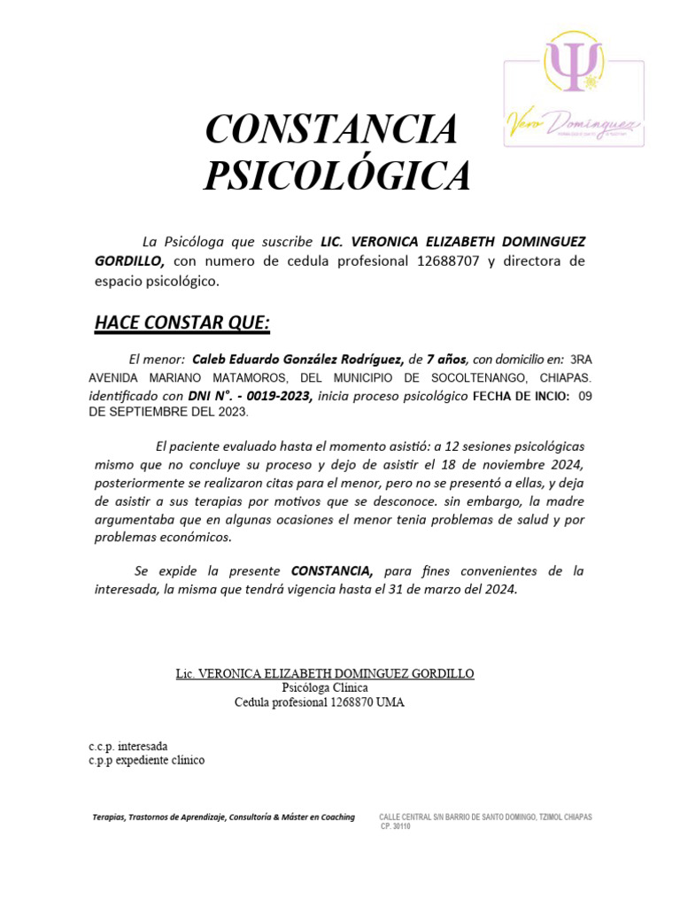 Constancia Psicologica | PDF