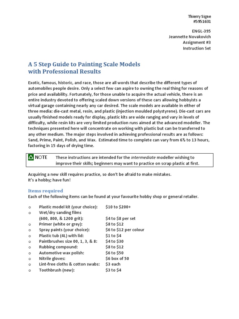 ENGL395 InstructionsPainting Final PDF Paint Manmade Materials