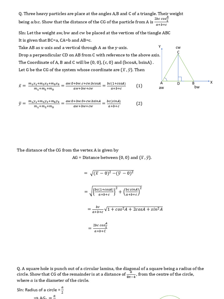 Some Problems On Mechanics Pdf Cartesian Coordinate System Triangle