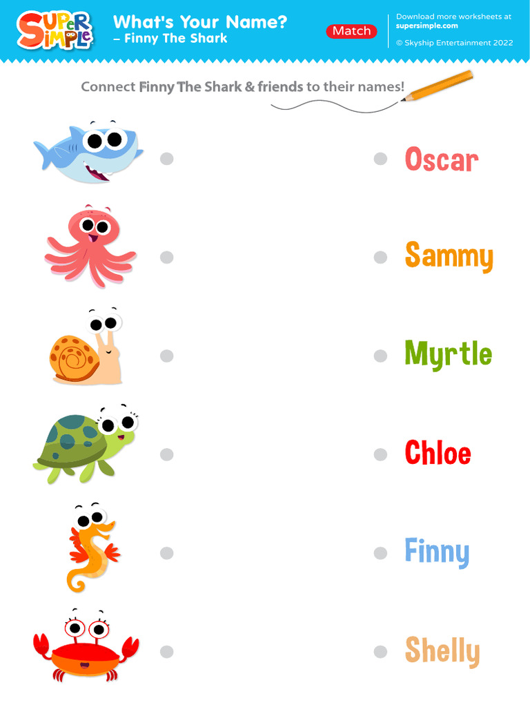 Supersimple whats your name finny worksheet pdf