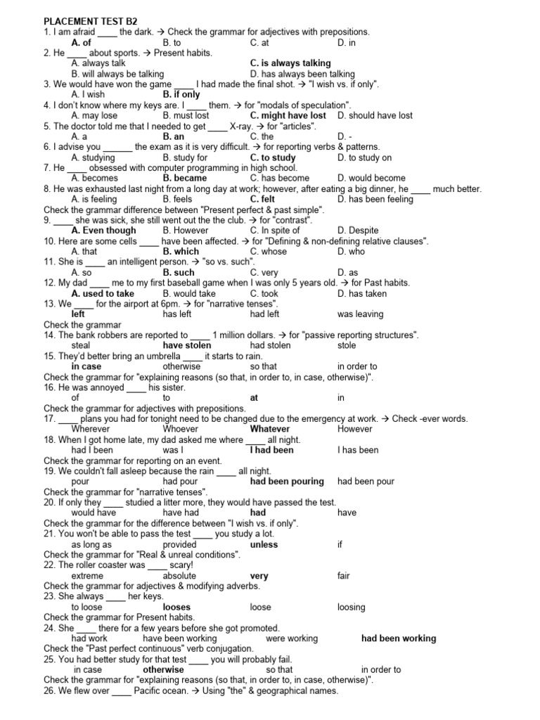 Placement test b2 keys pdf verb semantic units