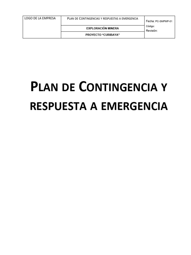 Plan de Contingencias y Respuesta A Emergencias 2021 PMP Rev | PDF ...