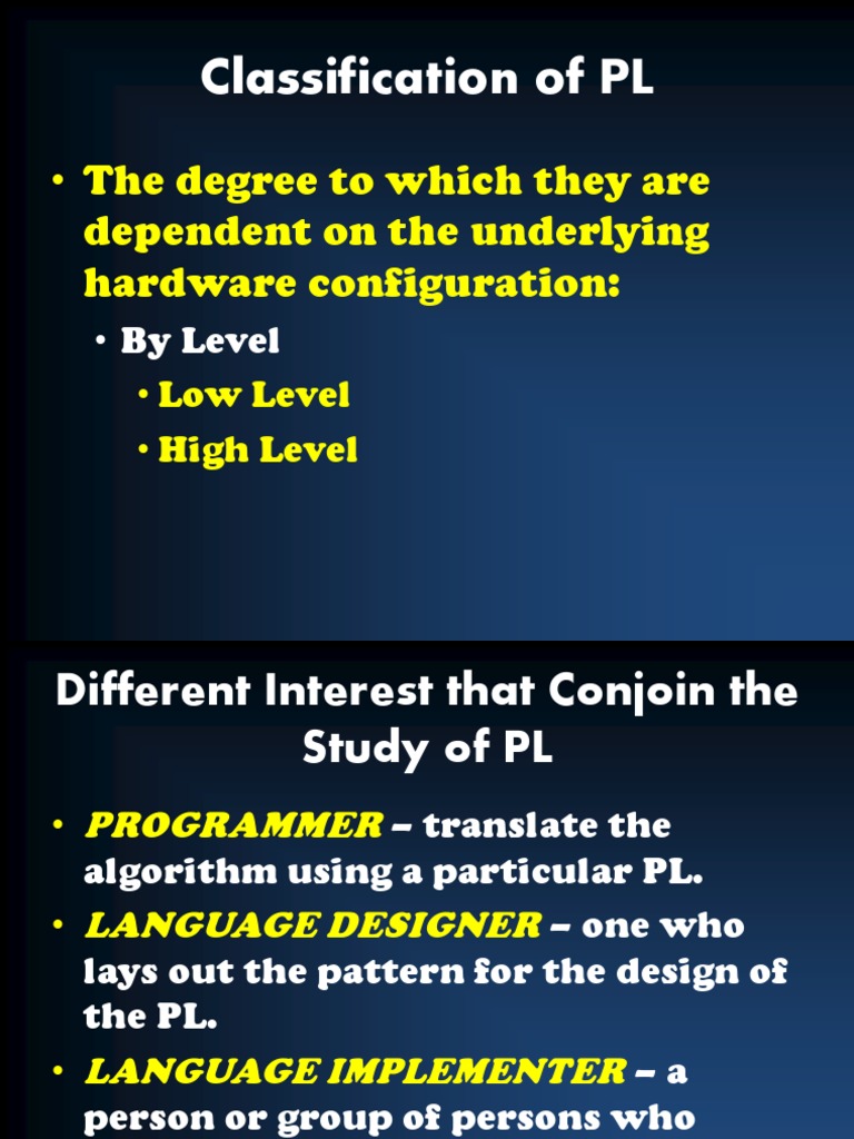 Classification of PL | PDF | Computer Program | Programming