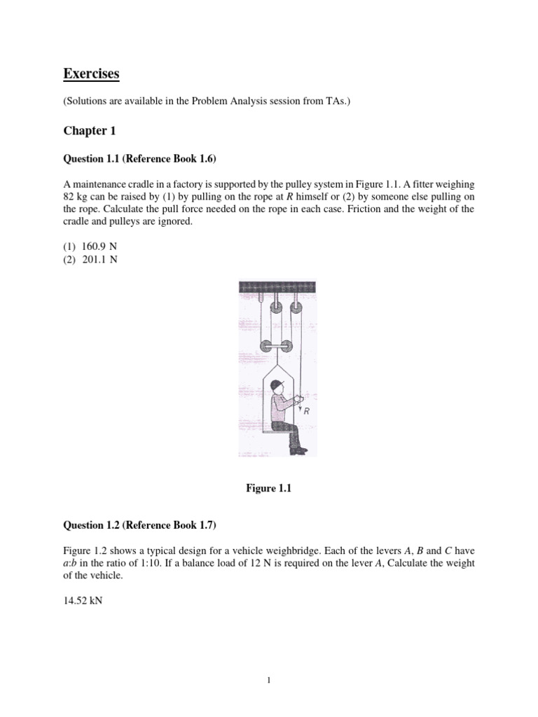 Engineering Mechanics Exercises and Solutions | PDF | Stress (Mechanics ...