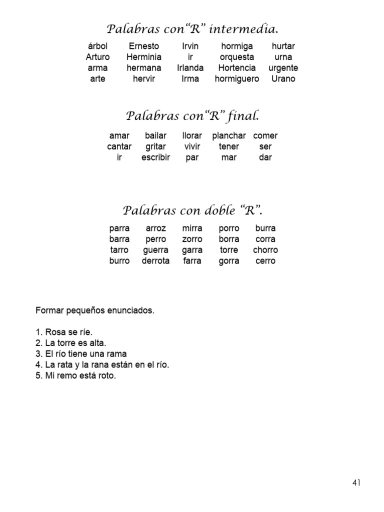 Ejercicios para el fonema 