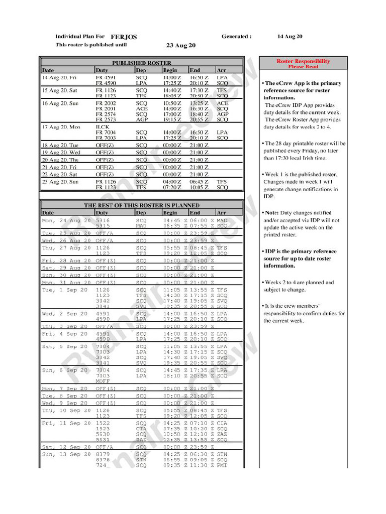 Roster - Ecrew WEB | PDF