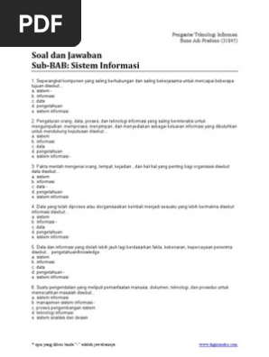 Soal Dan Jawaban Mata Kuliah Pengantar Teknologi Informasi Www