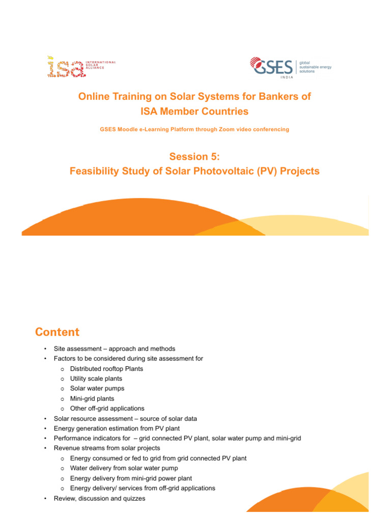 Solar PV Project Feasibility Training | PDF | Photovoltaics ...