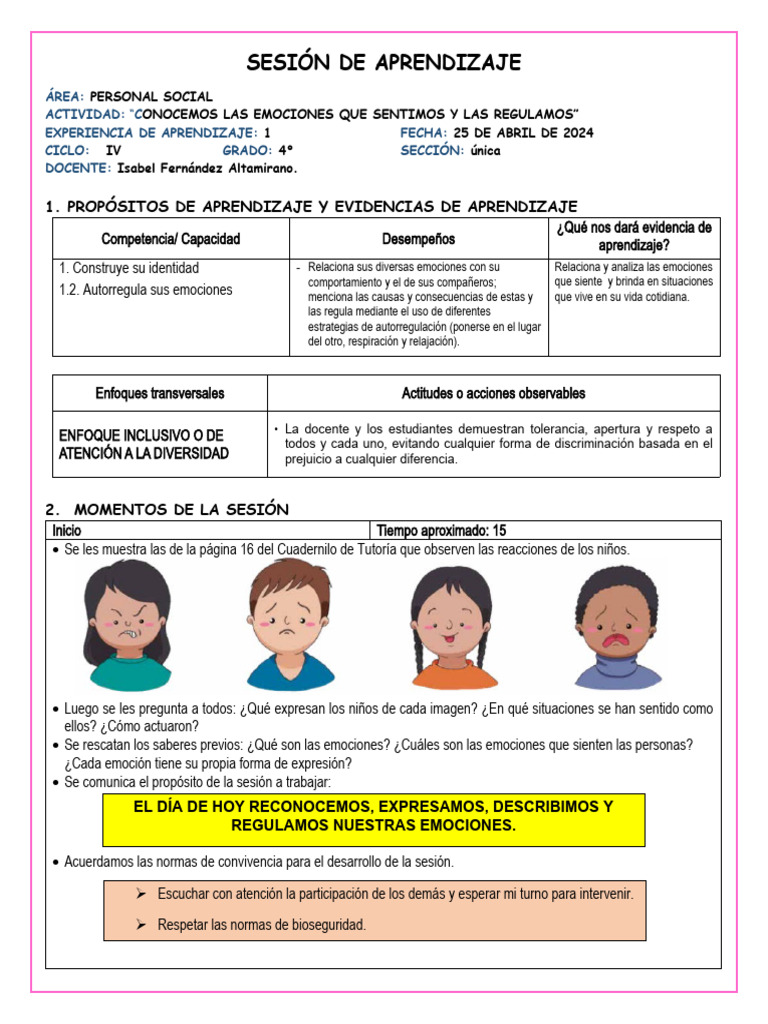 Regulación Emocional en Niños de 4° Grado | PDF | Las emociones ...
