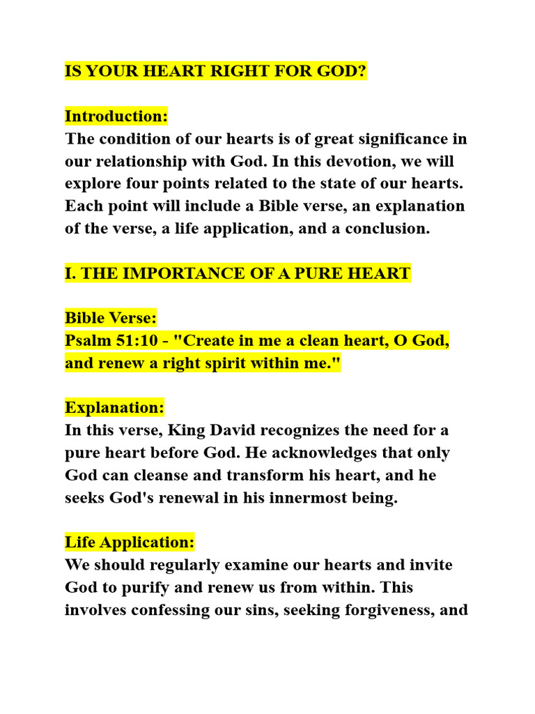 Is-Your-Heart-Right-For-God | PDF