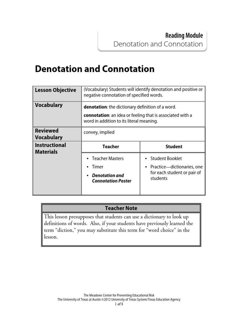 Understanding Denotation and Connotation | PDF | Definition | Vocabulary