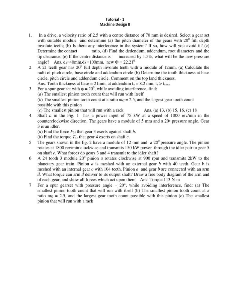 Machine Design II: Gear Calculations Guide | PDF | Gear | Kinematics
