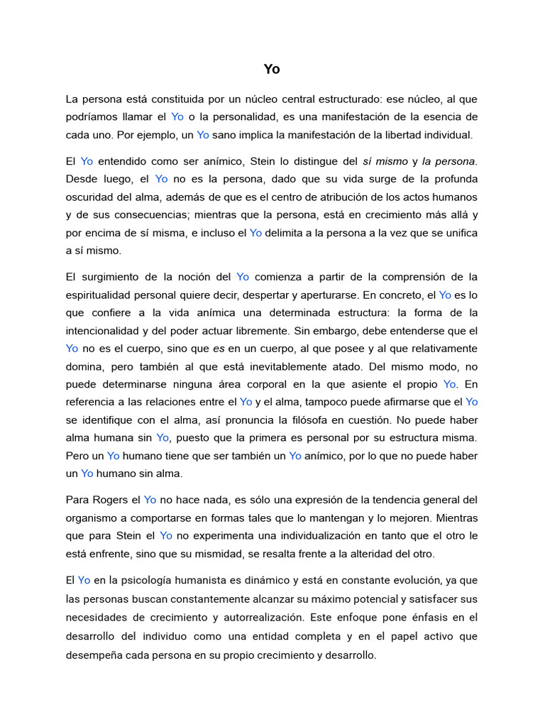El Yo: Esencia y Evolución Personal | PDF | Alma | Vida