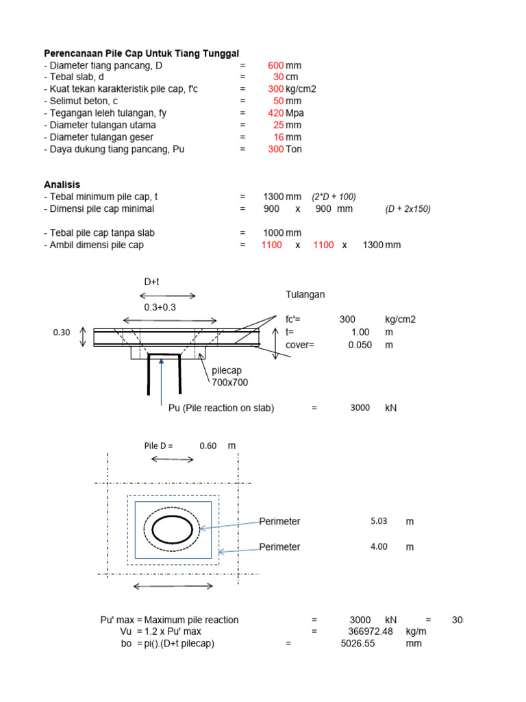 Desain Pile Cap Single Pile | PDF