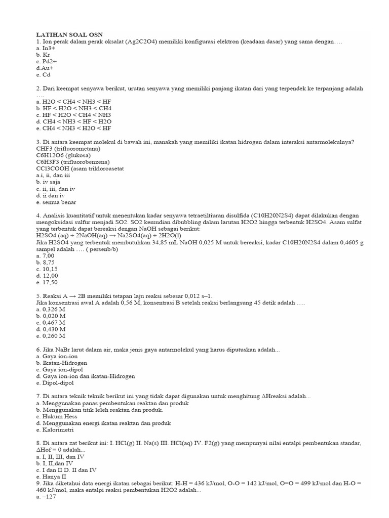 Latihan Soal Osn Share | PDF