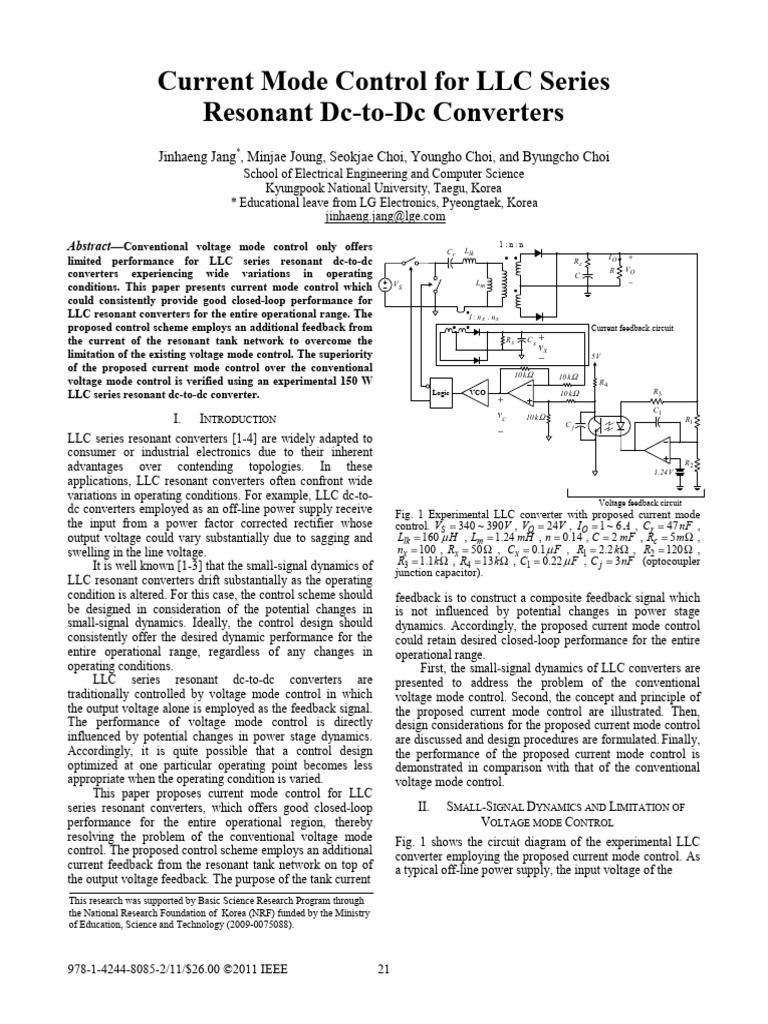 Current Mode Control for LLC Converters | PDF | Power Supply | Resonance