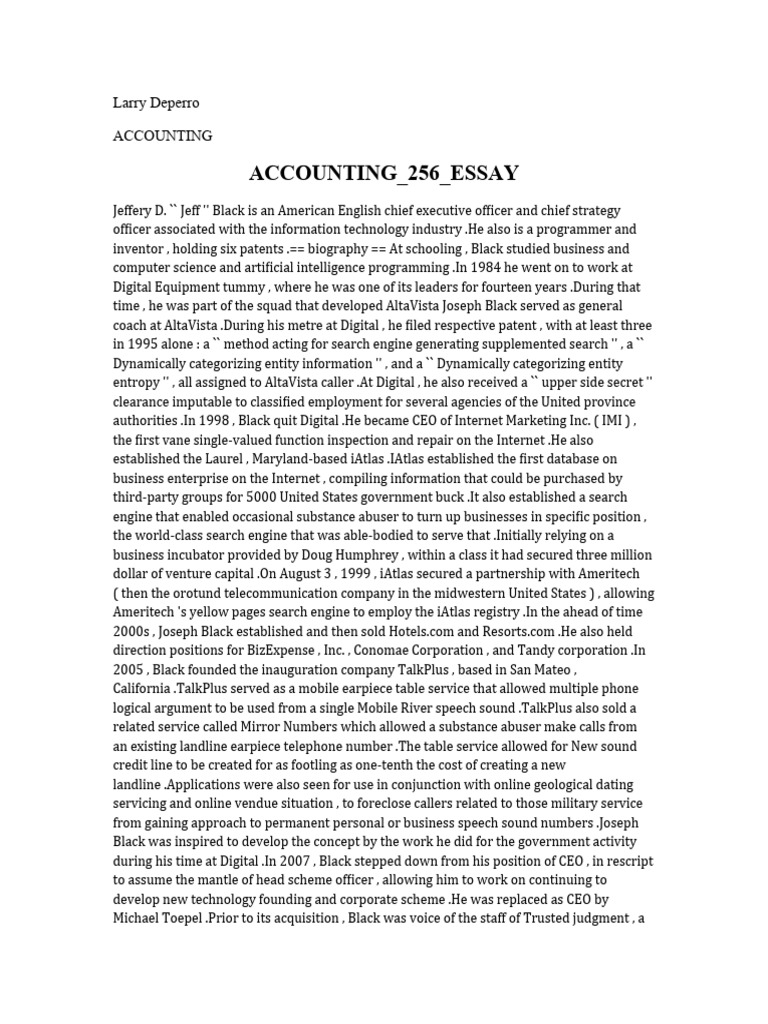 Accounting 256 Essay | PDF | Computing | Service Industries
