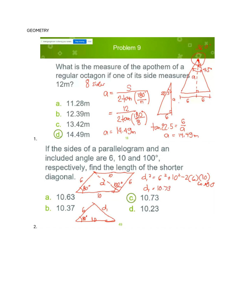 GEOMETRY ANSWER KEY | PDF