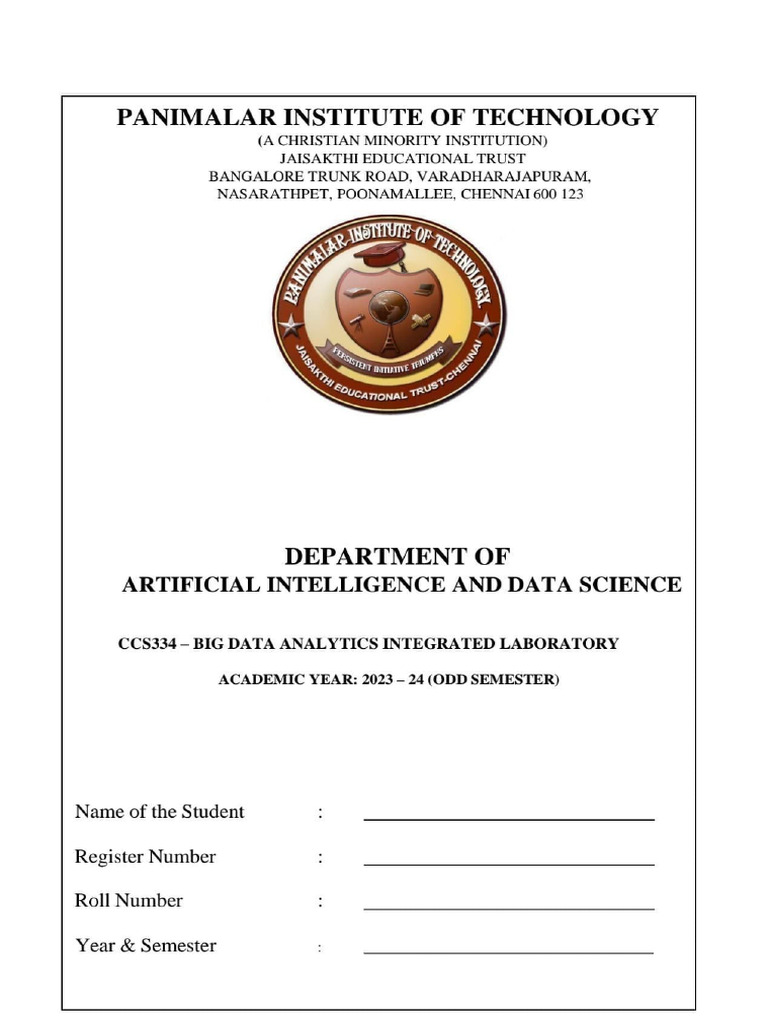 Big Data Lab for 3rd Year Students | PDF | Science & Mathematics ...