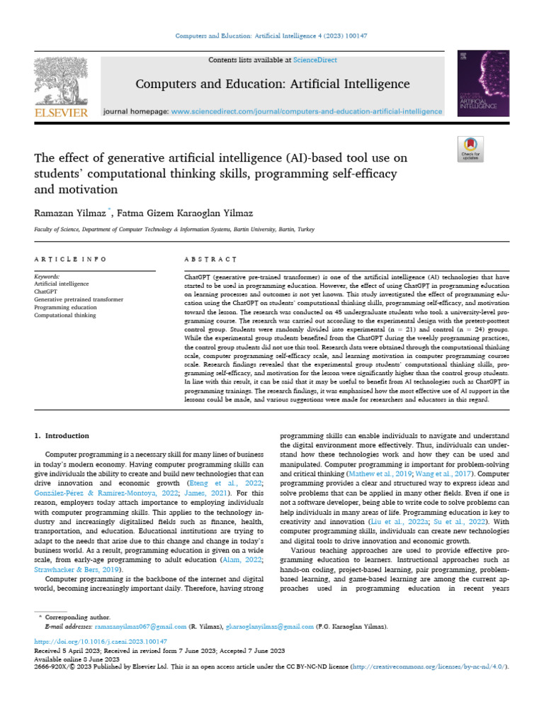 The Effect Of Generative Artificial Intelligence Ai Based Tool