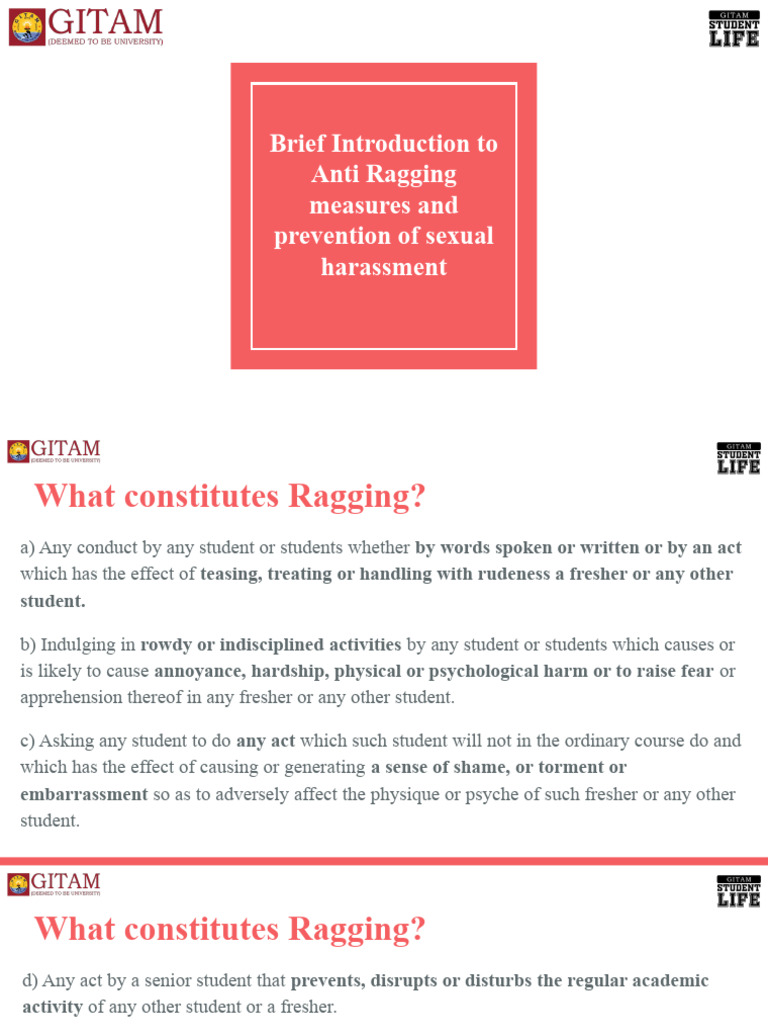 Anti-Ragging and Sexual Harassment Guidelines | PDF | Sexual Harassment ...