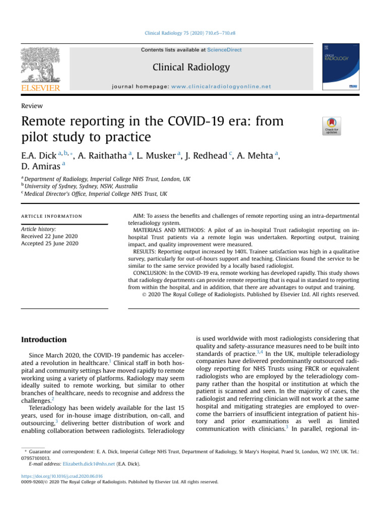 Radiology Remote Reporting Success | PDF | Radiology | Desktop ...