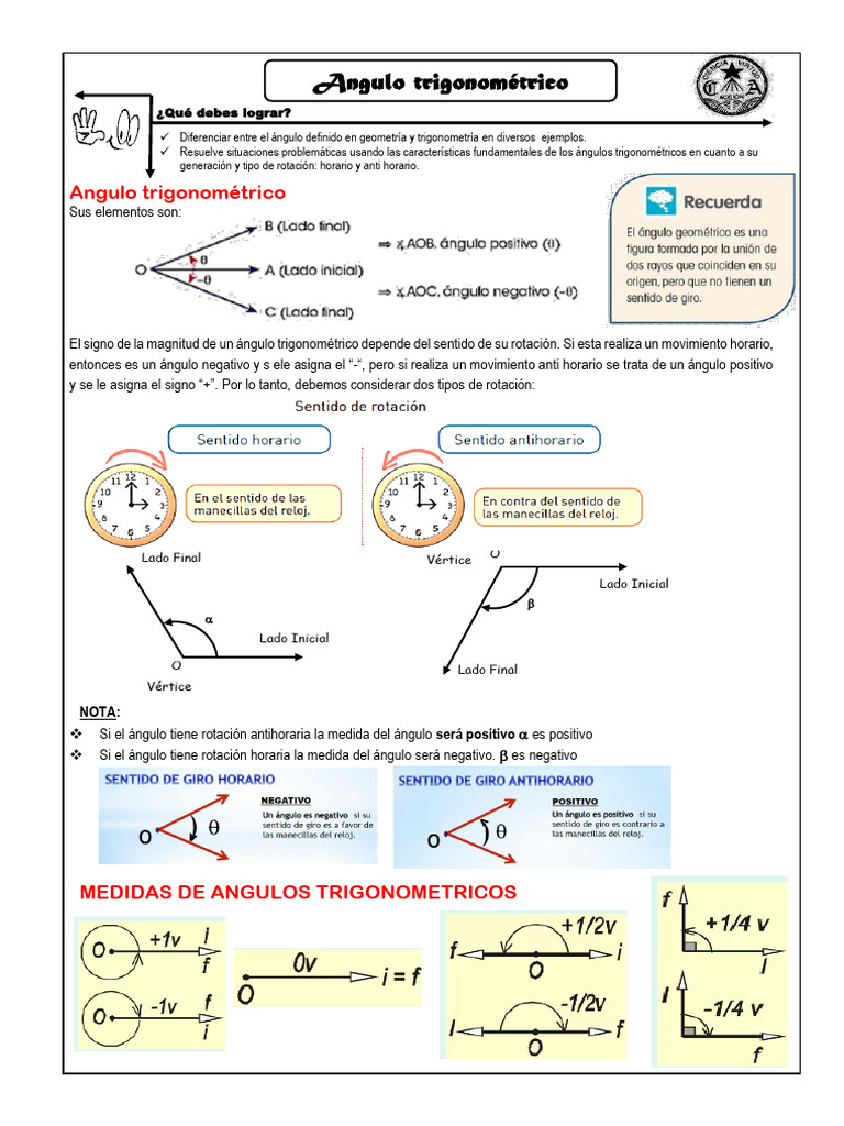 Ángulo Trigonometrico | PDF | Trigonometría | Ángulo