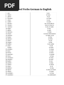 A1 Level Verbs German To English