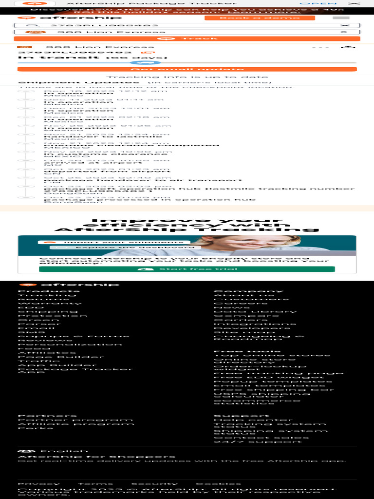 Global Package Tracking Aftership Pdf Online Shopping Computing