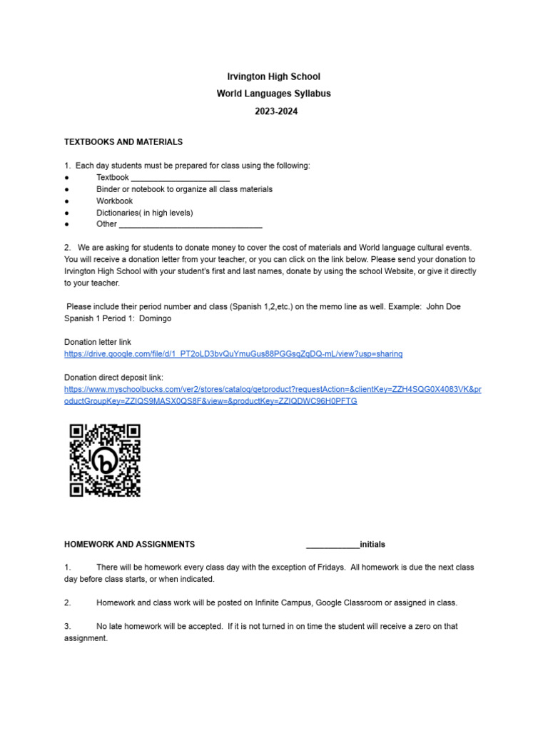 Zendejas Copy of 23-24 Syllabus For World Languages | PDF | Teachers
