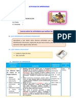 Dia 1 Sesion de Aprendizaje Leemos Sobre Las Actividades