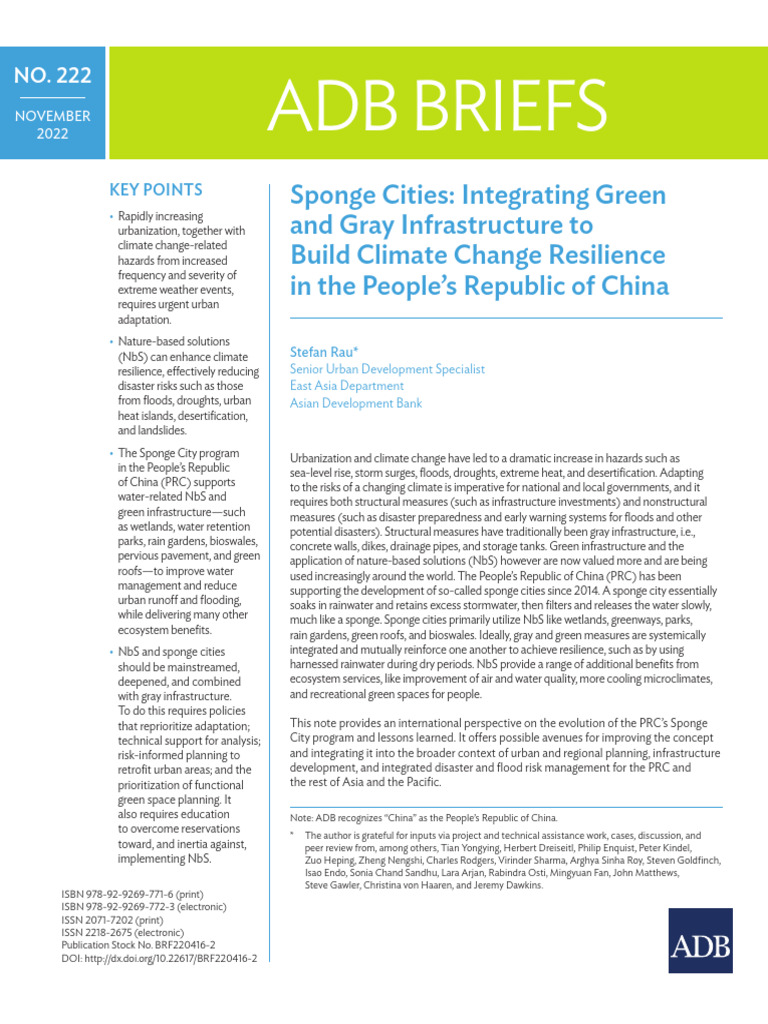 Sponge Cities | PDF | Green Infrastructure | Stormwater