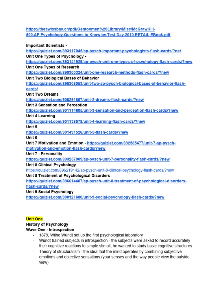 AP Psychology Study Guide Overview | PDF | Visual System | Nervous System