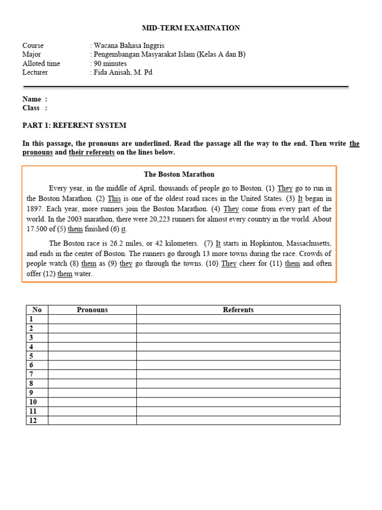 Uts Wacana Bahasa Inggris Pmi A B 2024 Pdf Athletics Long