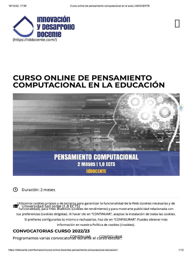 Curso Online de Pensamiento Computacional en El Aula - idDOCENTE | PDF ...