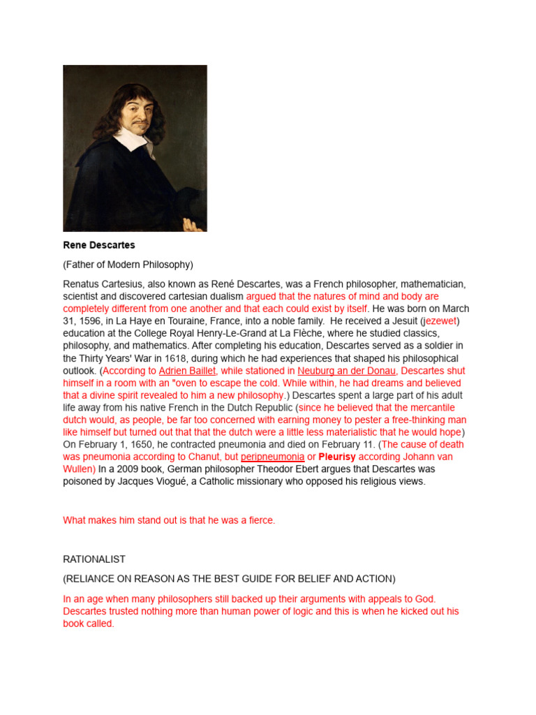Rene Descartes Pdf René Descartes Philosophy Of Mind