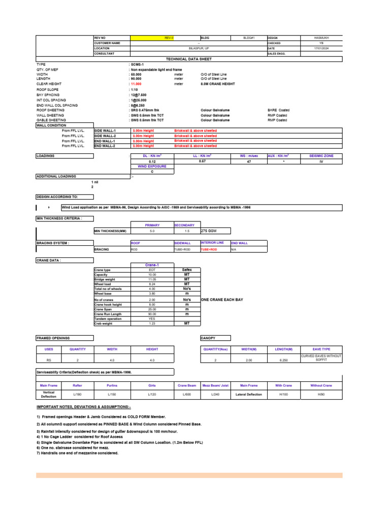 Technical Data Sheet for Building Design | PDF | Crane (Machine ...