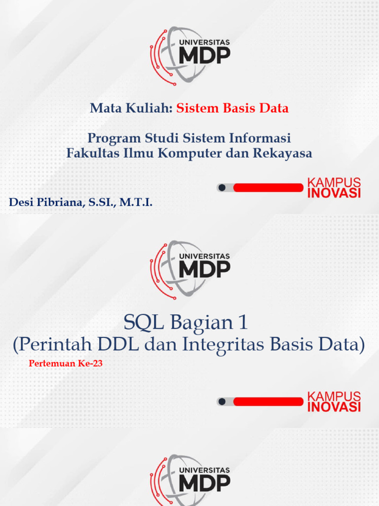 Panduan Perintah DDL SQL dan Integritas Data | PDF | Metode & Bahan ...