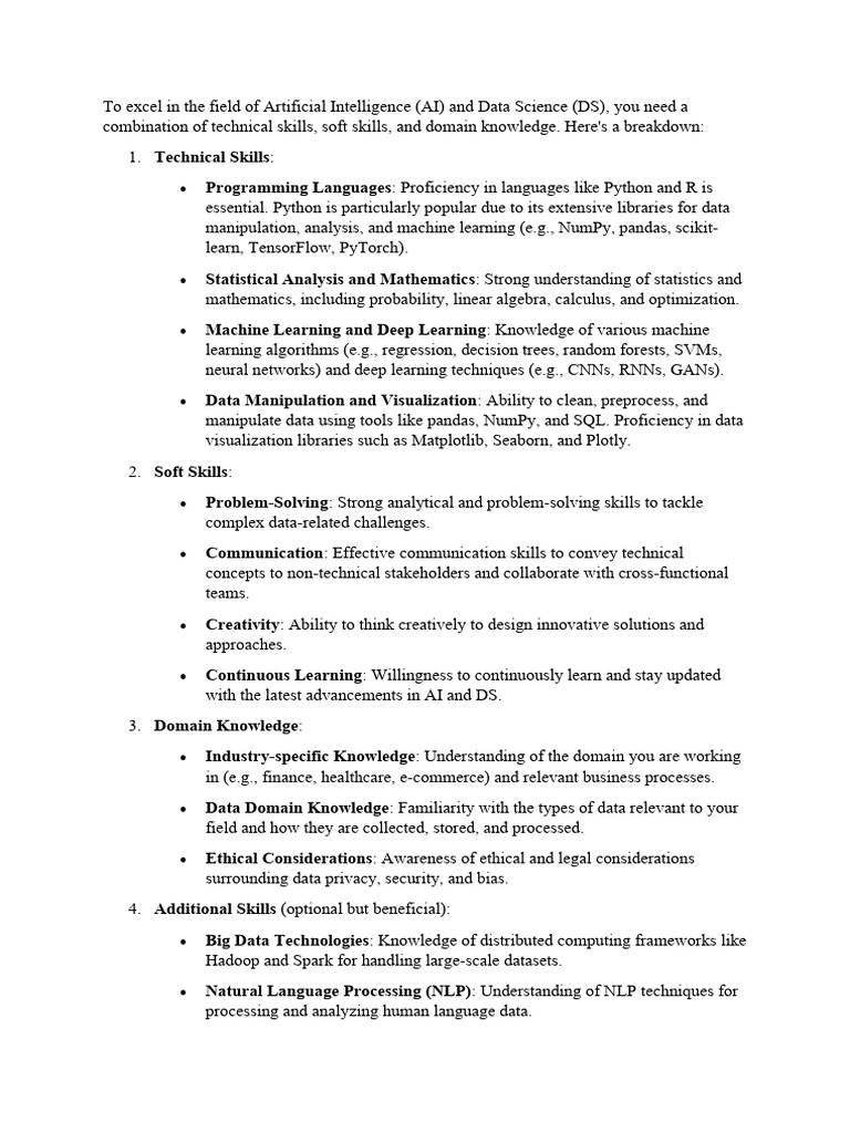 Skill Set For Ai Ds Pdf Artificial Intelligence Intelligence Ai