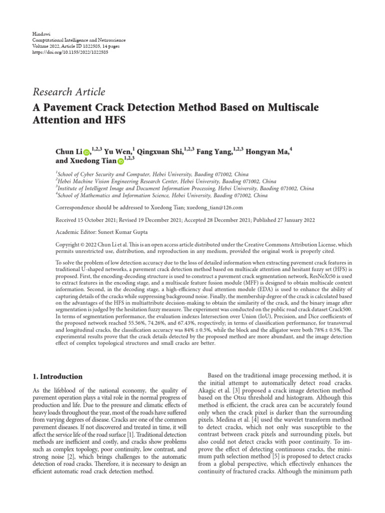 A Pavement Crack Detection Method Based On Multiscale | PDF | Image ...