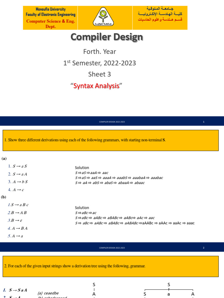 Syntax Analysis in Compiler Design | PDF | Mathematical Logic ...