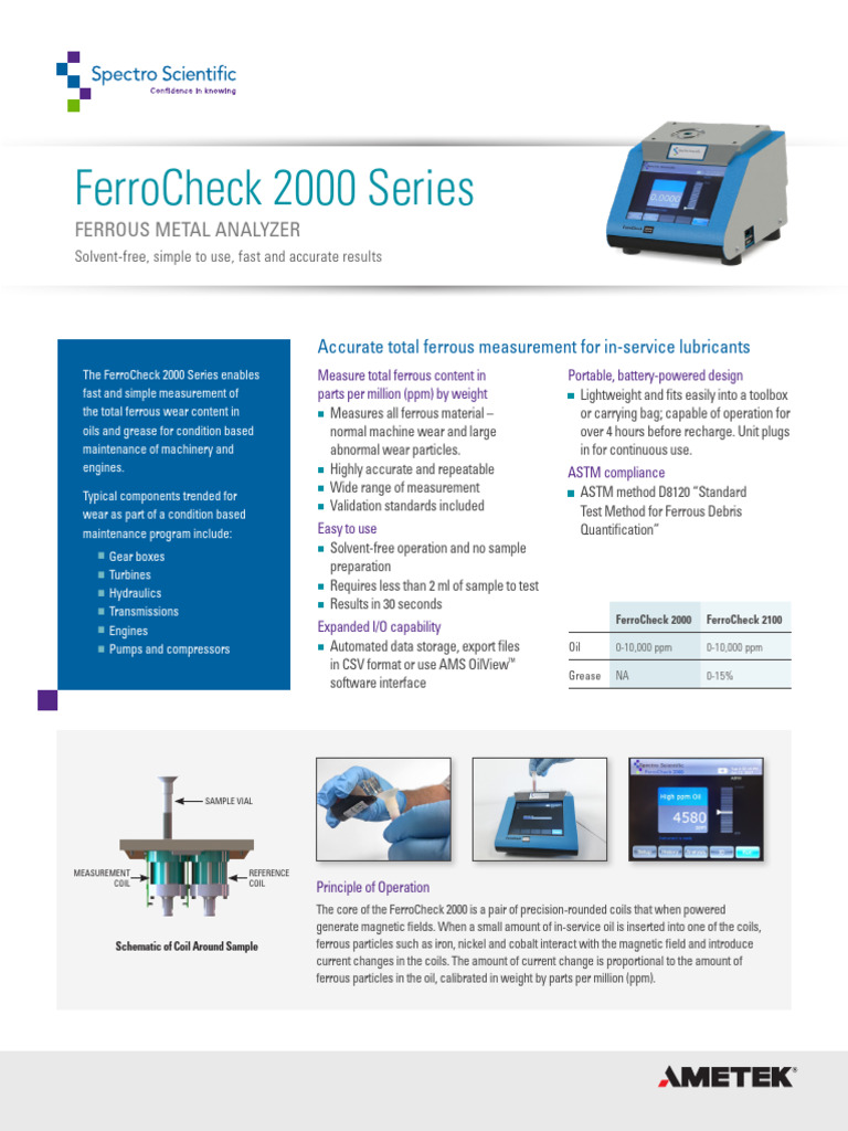 Datasheet FerroCheck Series | PDF | Wear | Engines
