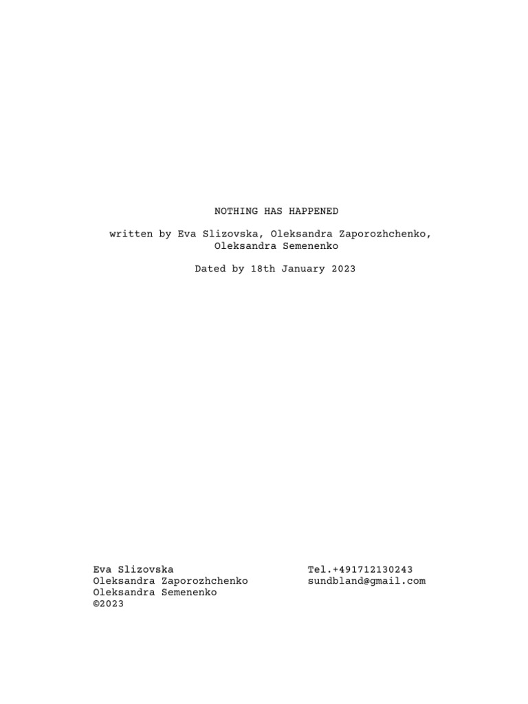 Script Nothing Has Happened (Ukrainian Version) | PDF
