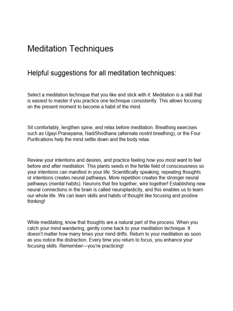 Meditation Techniques Pdf Meditation Mantra