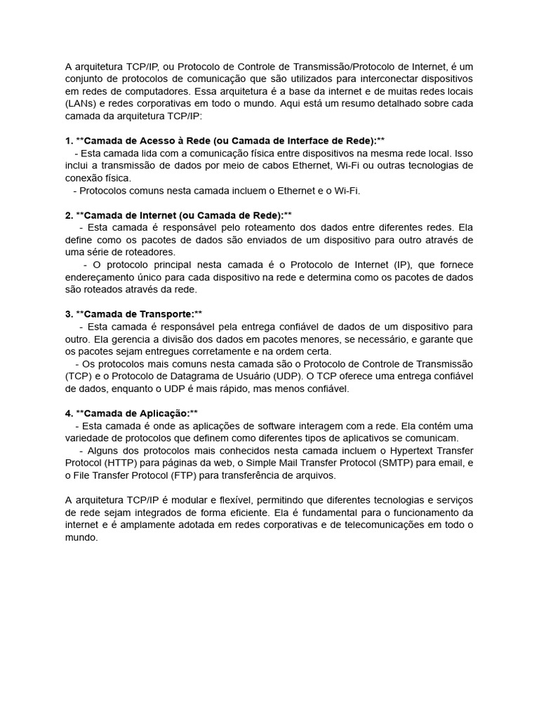 Estrutura da Arquitetura TCP/IP | PDF | Rede de computadores ...