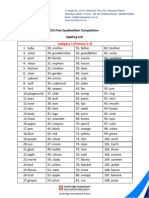 P1-2 Spelling List For ICS First Quadrathlon Competition