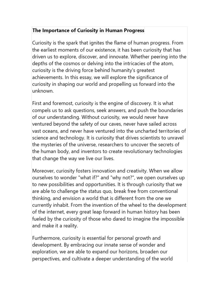 The Role of Curiosity in Progress | PDF | Curiosity | Invention