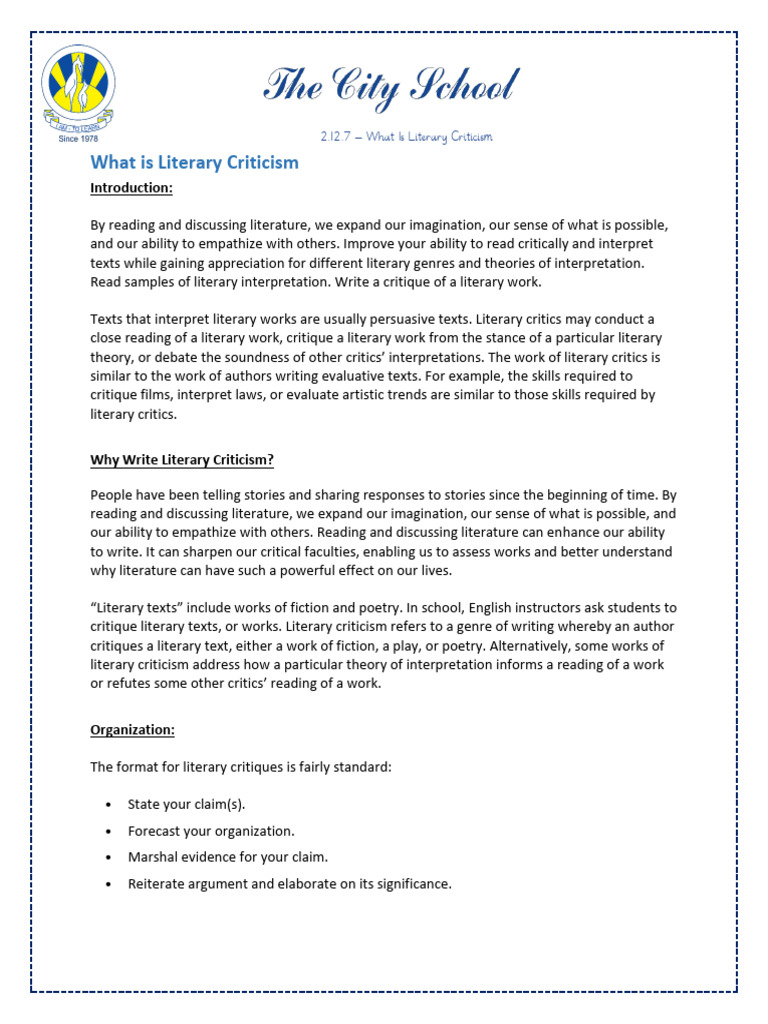 2.12.7 - What Is Literary Criticism | PDF