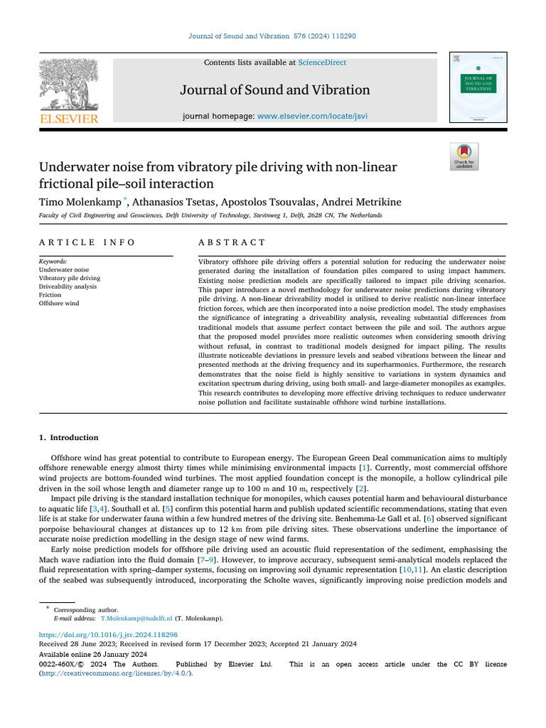 Underwater Noise from Vibratory Pile Driving | PDF | Deep Foundation ...